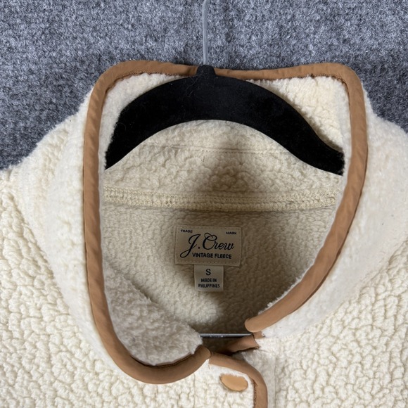 J Crew Vintage Fleece Polartec Jacket Snap Button Cream Brown Womens Small #2217 - Picture 6 of 10